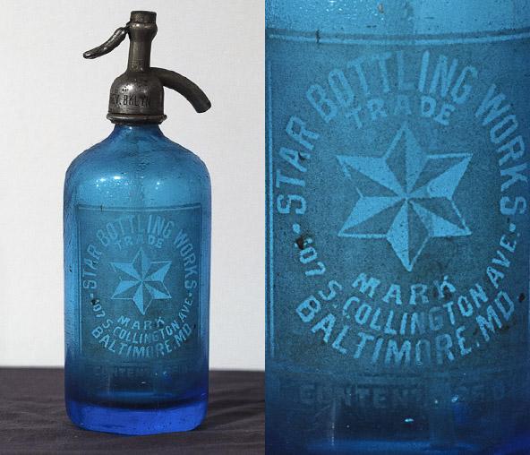 Blue Glass Seltzer Bottle